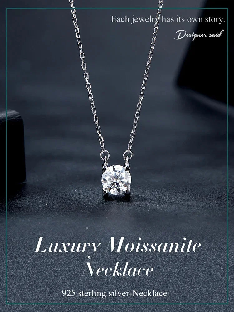 Collier Pendentif Moissanite 1 carat en Argent Sterling Éclatant