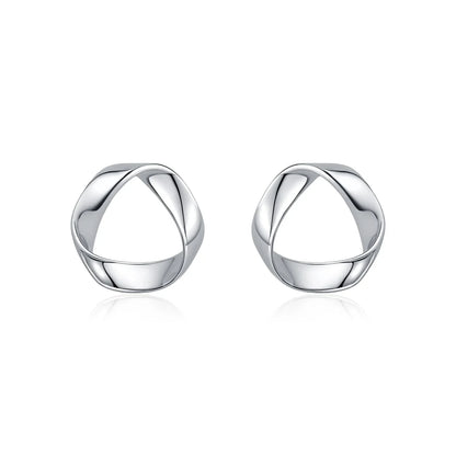 925 Sterling Silver Minimalist Wavy Stud Earrings - Women Fine Jewelry