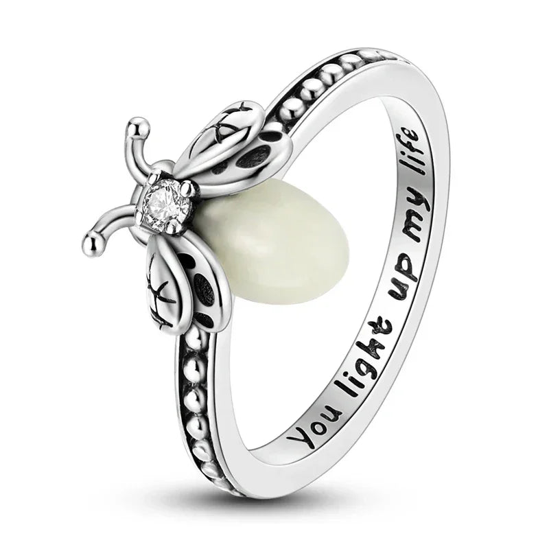 925 Sterling Silver Luminous Firefly Ring
