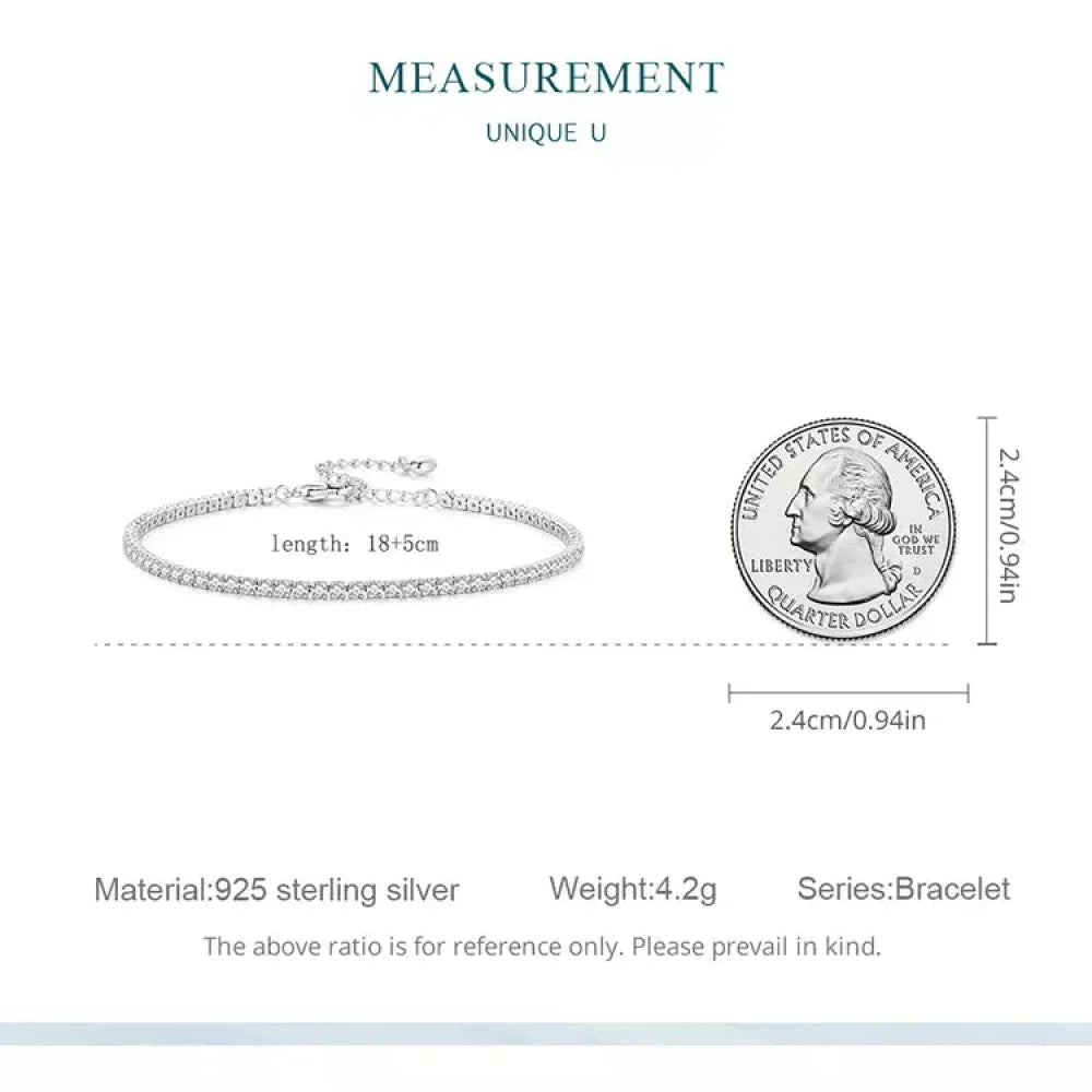 Bracelet de tennis en argent sterling 925 et zircone cubique