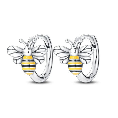 Boucles d'oreilles créoles en argent sterling Dazzling Bee