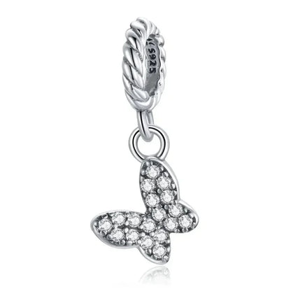 Breloques en argent sterling 925 avec cristaux 5A transparents en forme de cœur et de X pour bracelet et pendentif de collier