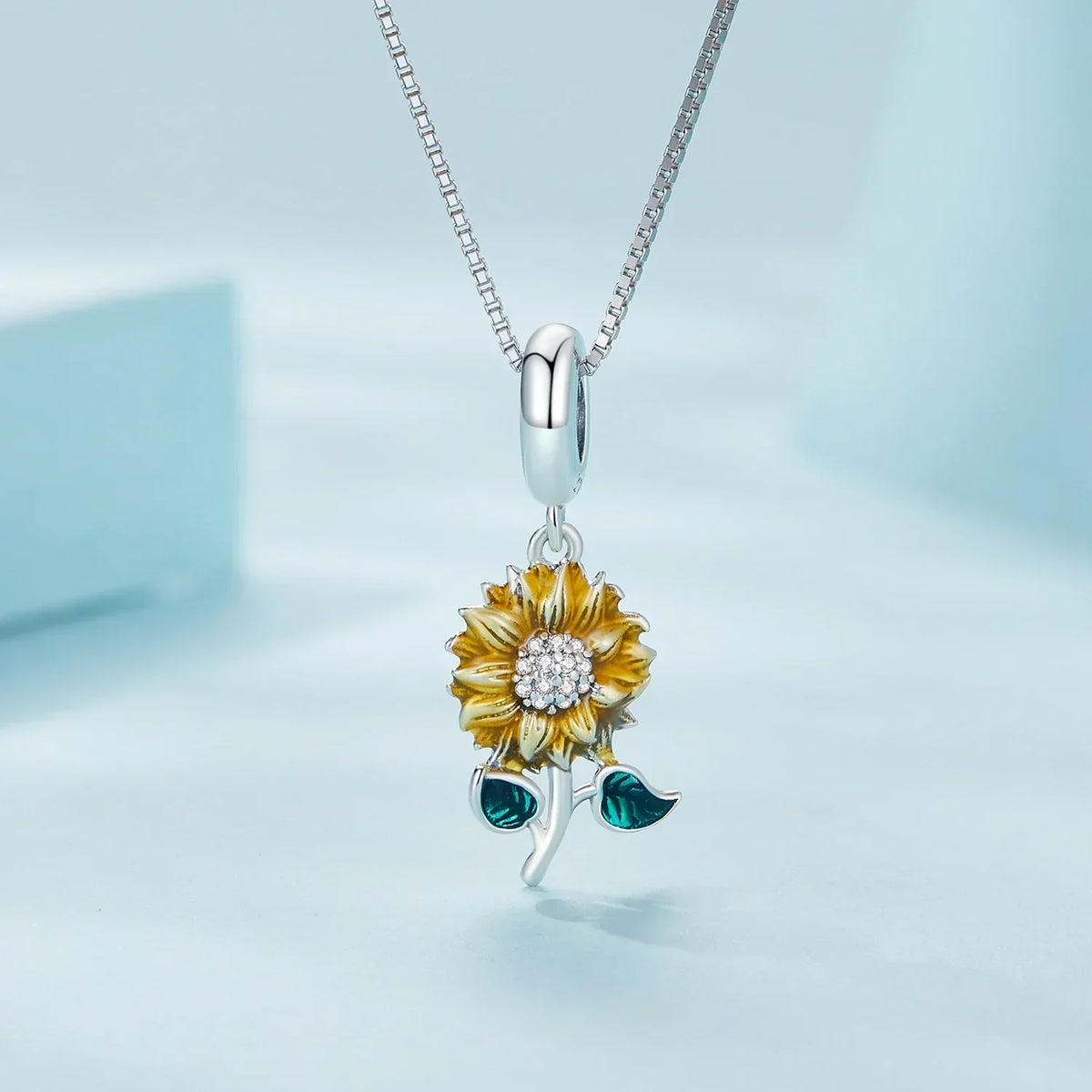 Collier pendentif tournesol en argent sterling 925 vintage
