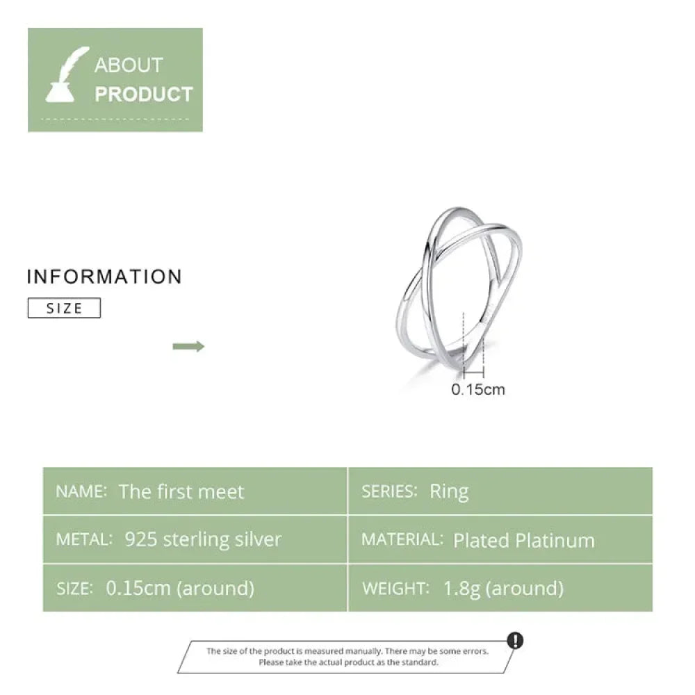 Bague X plaquée or 14 carats à couper le souffle - Bague croisée minimaliste élégante en argent sterling 925 pour femmes - Bijoux de promesse Scr543