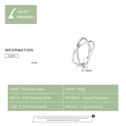 Bague X plaquée or 14 carats à couper le souffle - Bague croisée minimaliste élégante en argent sterling 925 pour femmes - Bijoux de promesse Scr543