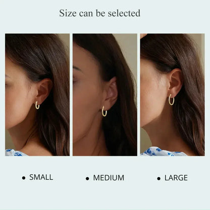 Boucles d'oreilles créoles en argent sterling 925 plaqué or blanc 14 carats | Créoles hypoallergéniques 24 mm
