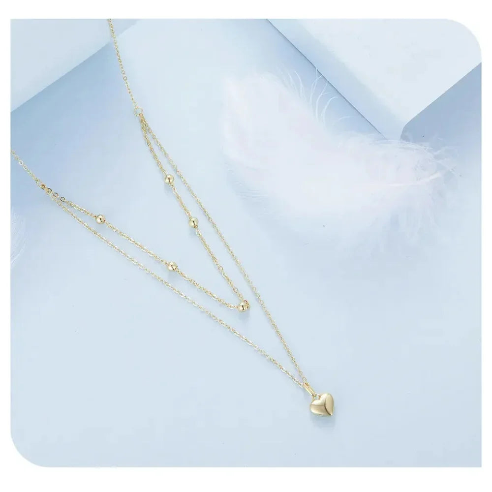 Collier ras de cou avec pendentif double cœur en argent sterling 925