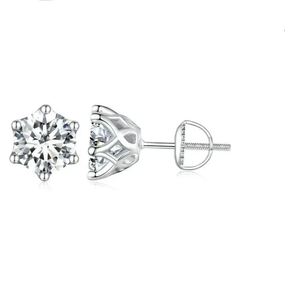 Puces d'oreilles rayonnantes en moissanite | Coupe ronde couleur D, argent 925 plaqué or