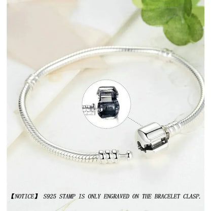 Bracelet jonc à breloques chaîne serpent en argent sterling – Fermoir barillet de 3 mm