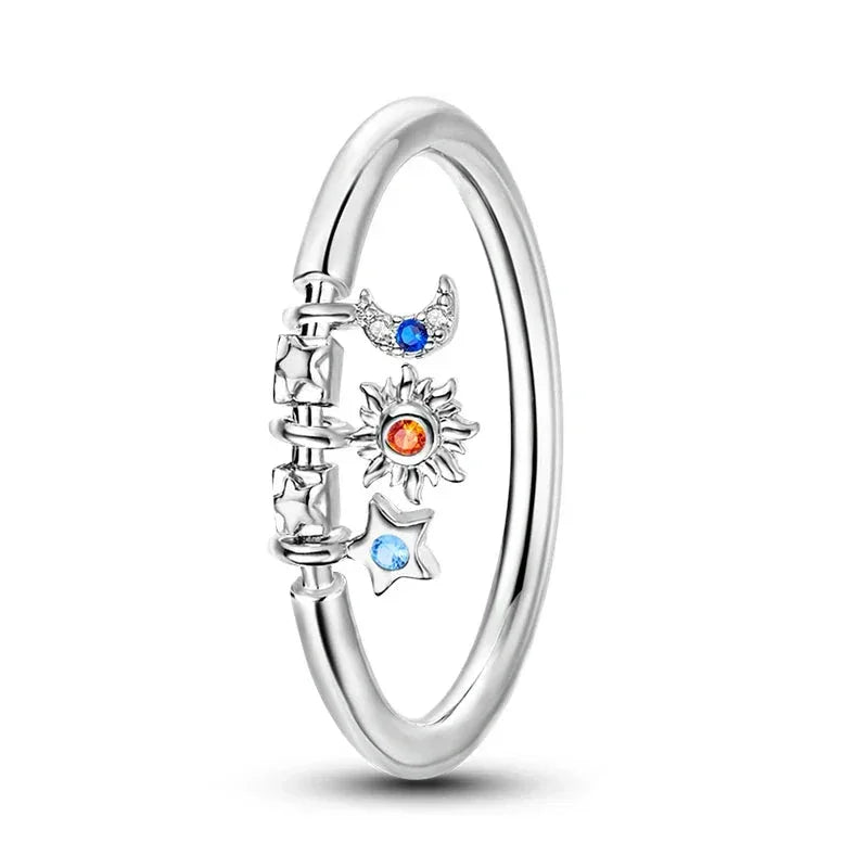 925 Sterling Silver Celestial Charm Ring