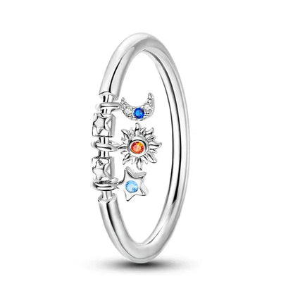 925 Sterling Silver Celestial Charm Ring