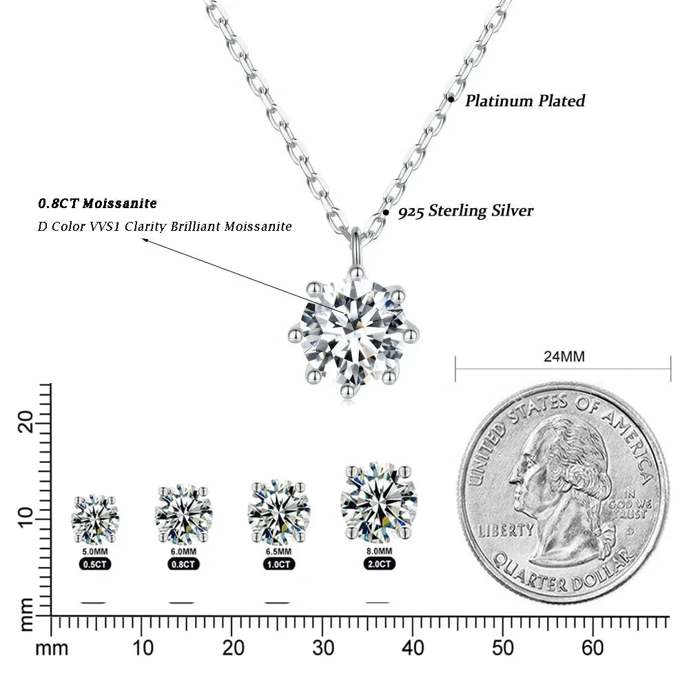 Collier pendentif éblouissant en argent sterling avec moissanite de 0,8 carat