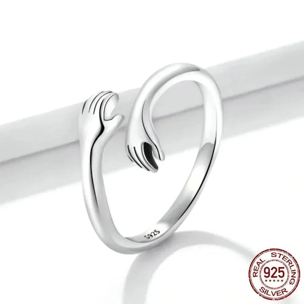 Bague Étreinte en Argent Sterling (Ajustable)