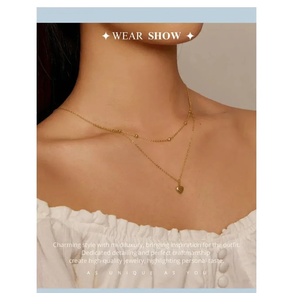 Collier ras de cou avec pendentif double cœur en argent sterling 925