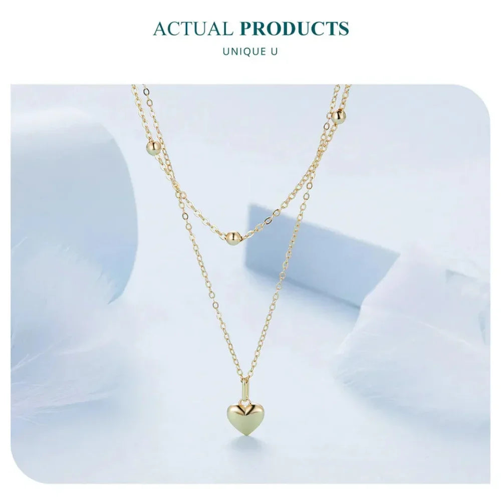 Collier ras de cou avec pendentif double cœur en argent sterling 925