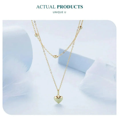 Collier ras de cou avec pendentif double cœur en argent sterling 925