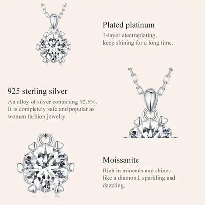 Superbe Collier Pendentif Moissanite 1 Carat | Argent Sterling 925 | Bijoux Fins de Mariage et de Mariée