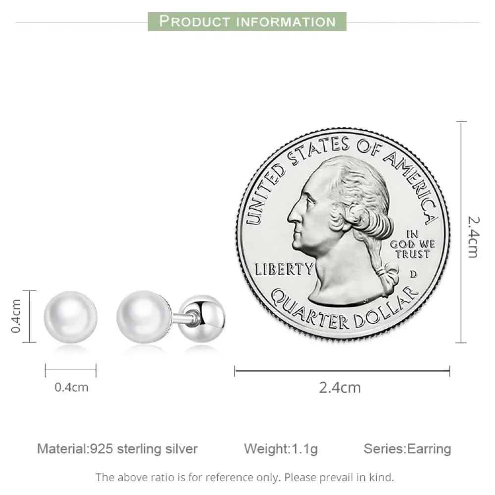 Charme et élégance : clous d'oreilles à vis en argent sterling 925 avec perles