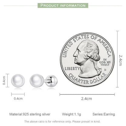 Charme et élégance : clous d'oreilles à vis en argent sterling 925 avec perles