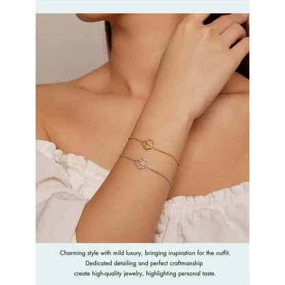 Bracelet Chaîne Cœur Chat en Argent Sterling 925