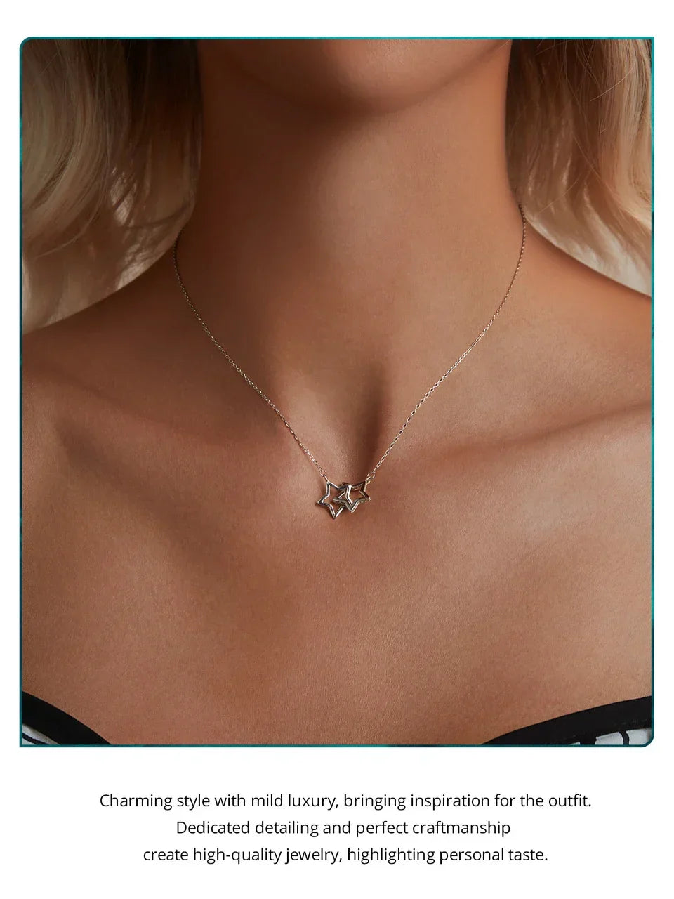 Cœurs connectés : Collier pendentif en argent sterling étoile/cœur/chat