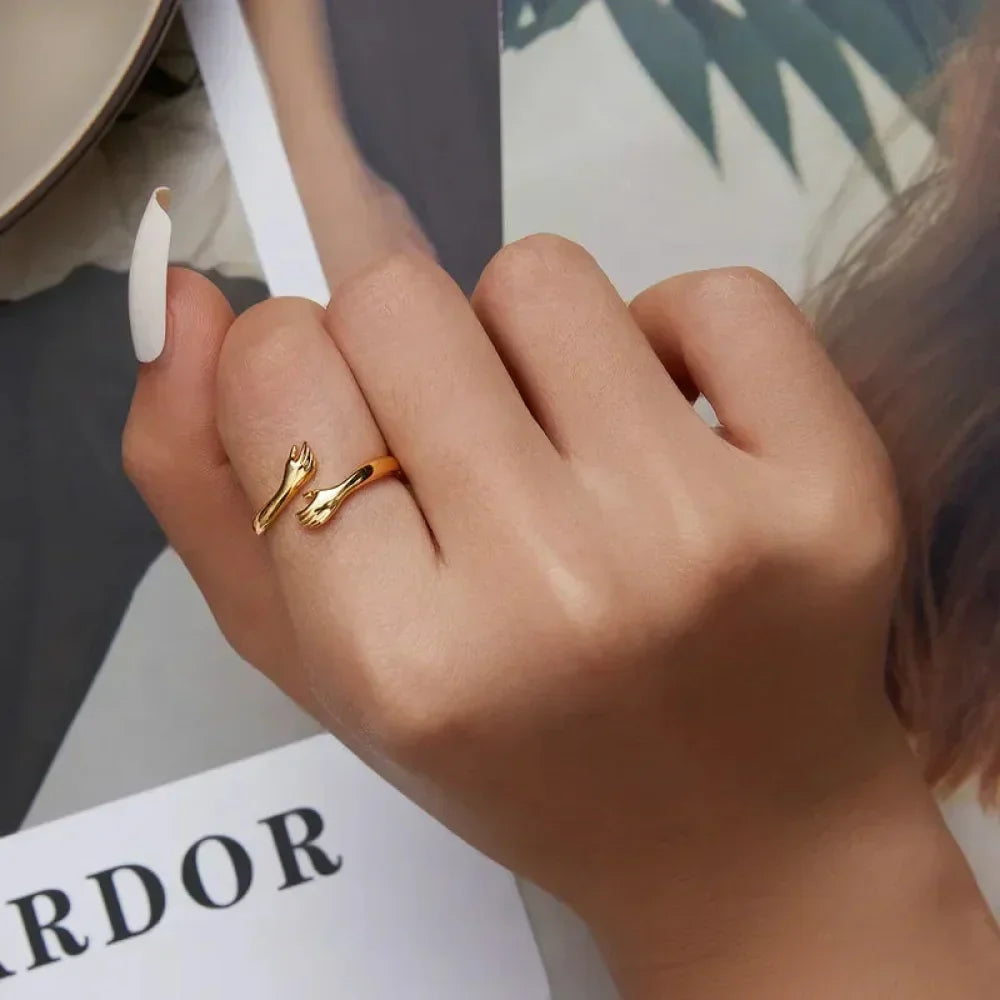 Bague Étreinte en Argent Sterling (Ajustable)