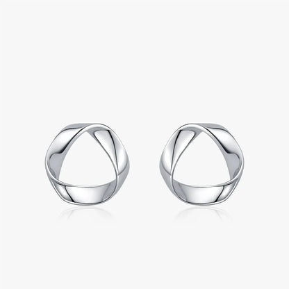925 Sterling Silver Minimalist Wavy Stud Earrings - Women Fine Jewelry