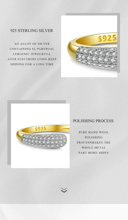 Bague réglable en argent sterling 925 et zircon