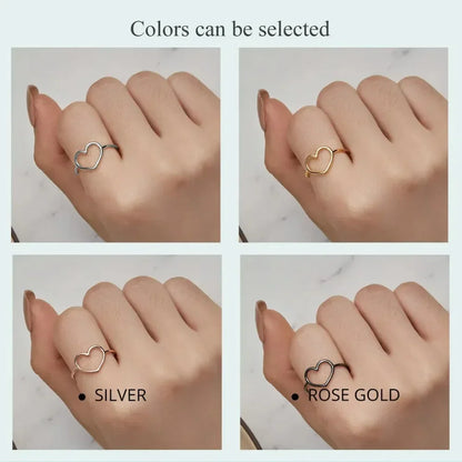 Bague minimale en argent sterling 925 en forme de cœur