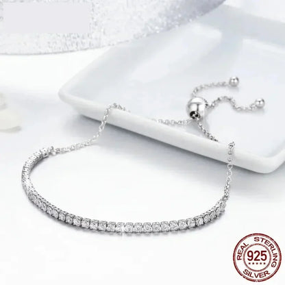Bracelet de tennis en argent sterling avec oxydes de zirconium – Plaqué or 14K, réglable