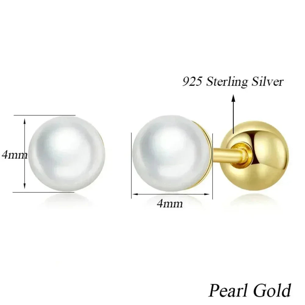 Charme et élégance : clous d'oreilles à vis en argent sterling 925 avec perles