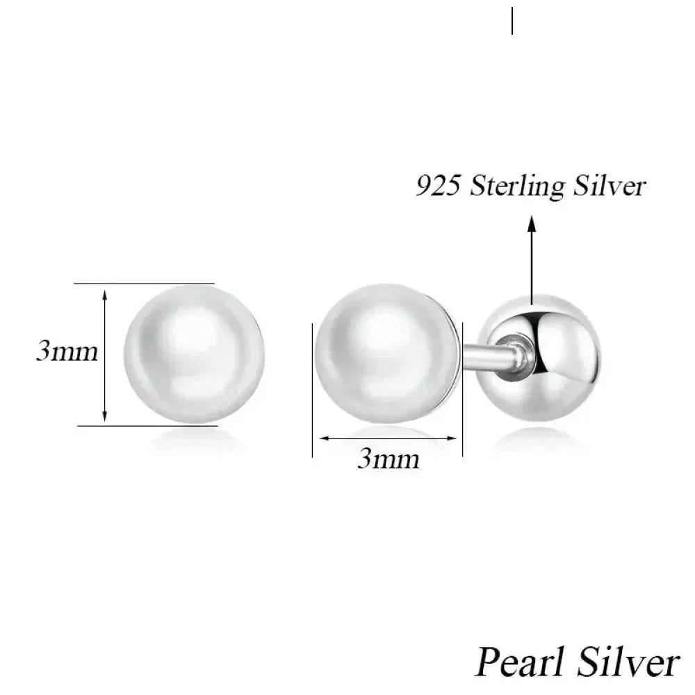 Charme et élégance : clous d'oreilles à vis en argent sterling 925 avec perles