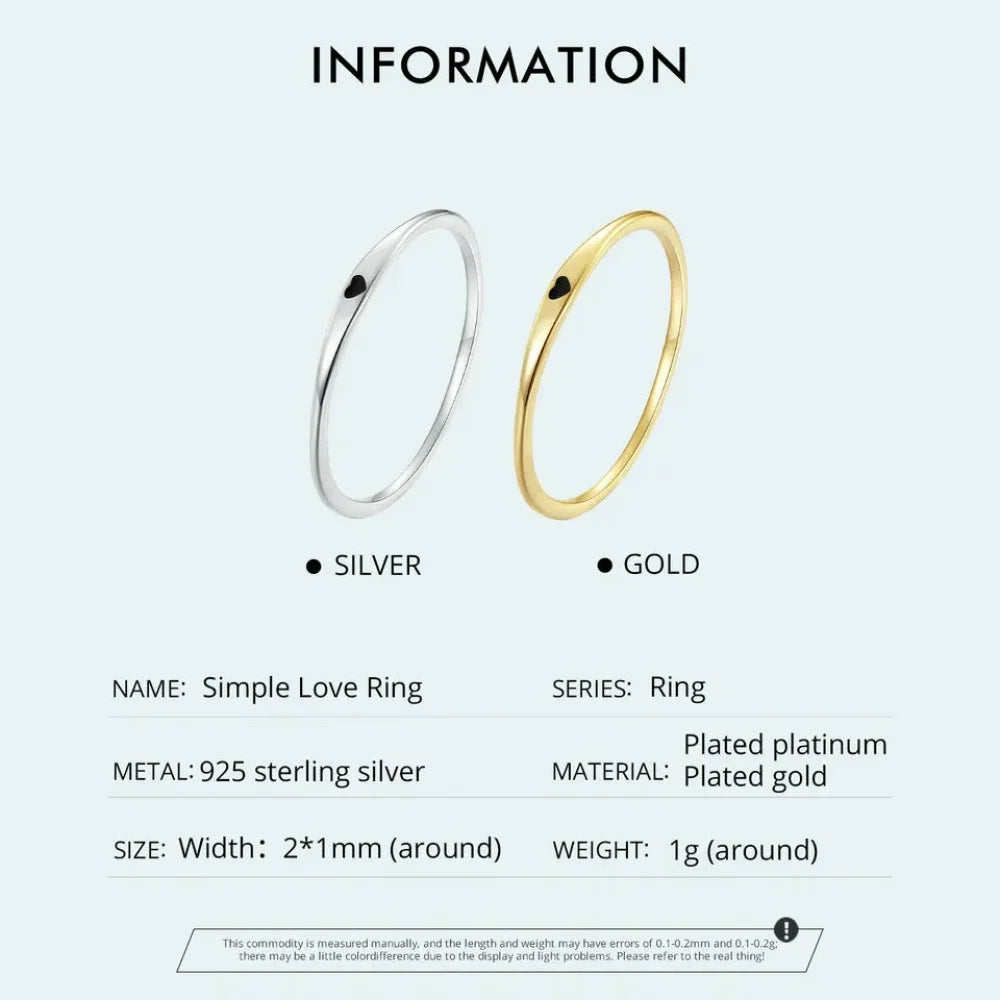 Bague de mariage en argent sterling 925 en forme de cœur – Symbole d'amour, bague de promesse empilable en 2 couleurs (taille 5-10)