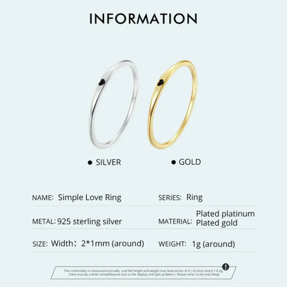 Bague de mariage en argent sterling 925 en forme de cœur – Symbole d'amour, bague de promesse empilable en 2 couleurs (taille 5-10)