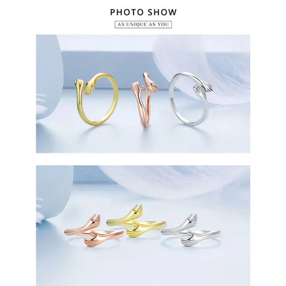 Bague Étreinte en Argent Sterling (Ajustable)