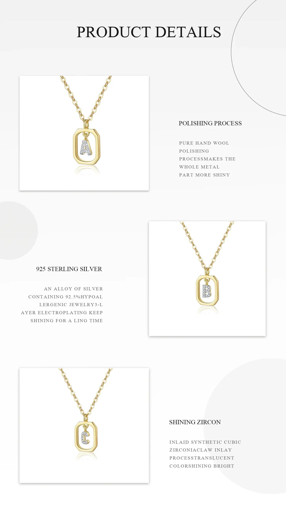 Collier initial personnalisé en argent sterling 925