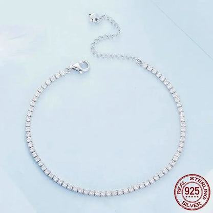 Bracelet de tennis en argent sterling 925 et zircone cubique