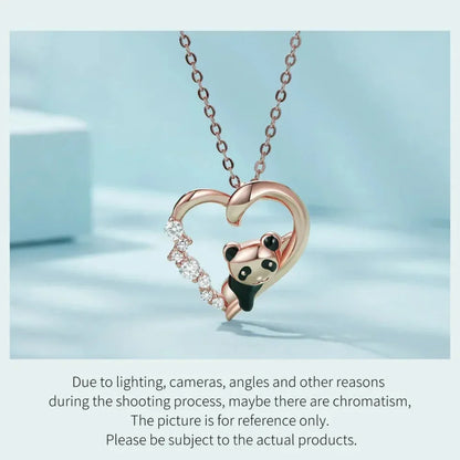 Collier Panda Bébé en Argent Sterling 925 avec Cristal | Pendentif Animal Mignon en Émail Chaîne Maillon | Cadeau pour Femme - 17.71'' Scn453