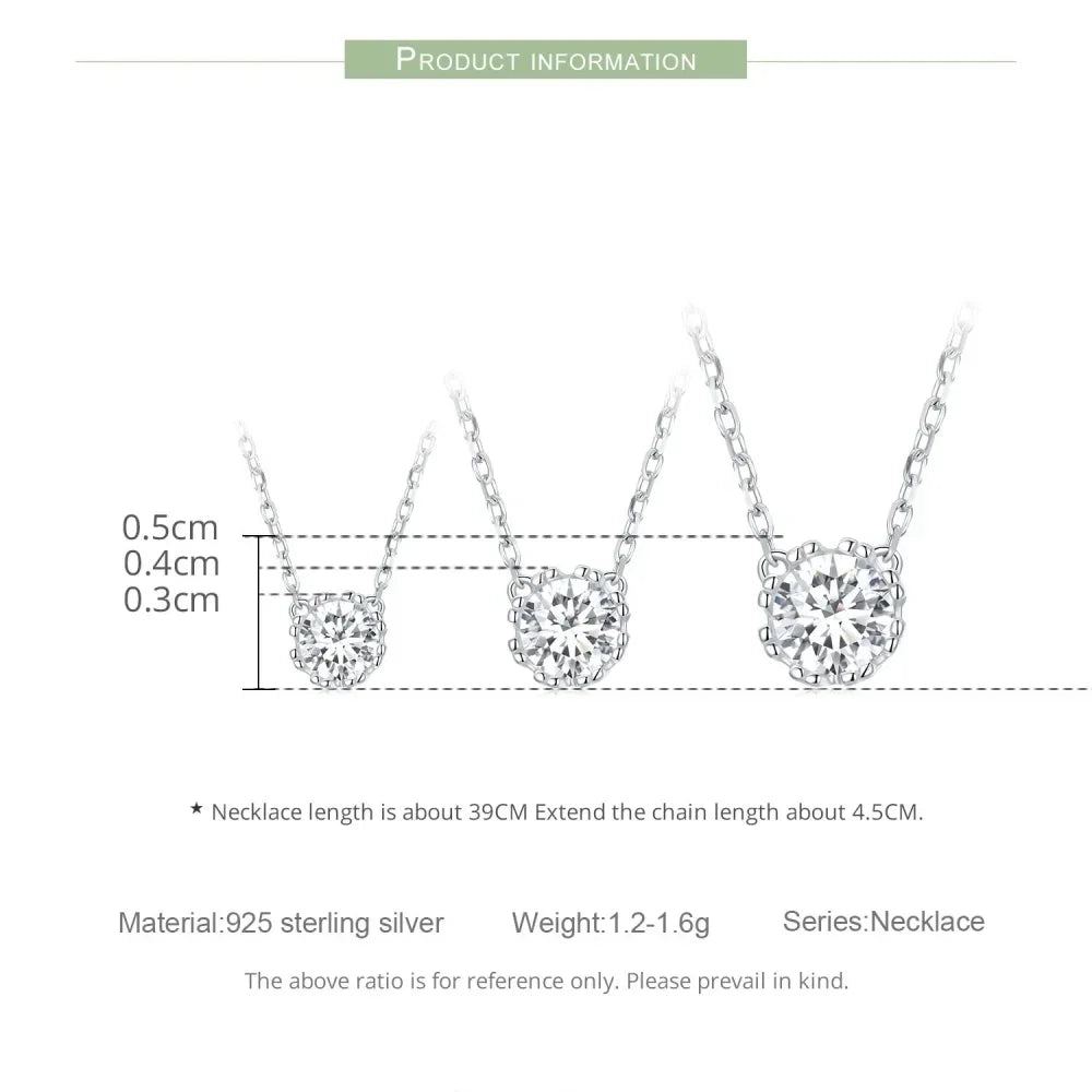 Gorgeous Shiny Choker - 925 Sterling Silver Geometric Cut Zircon Pendant Necklace