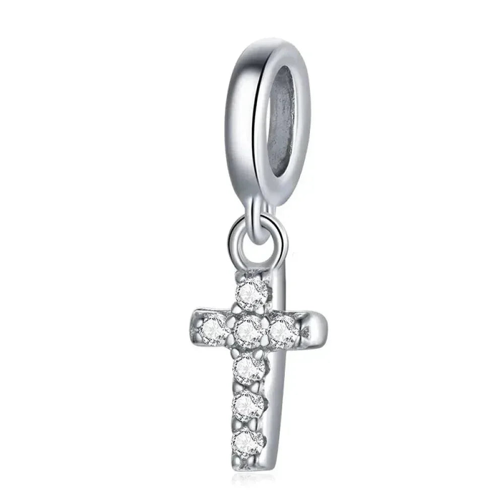 Breloques en argent sterling 925 avec cristaux 5A transparents en forme de cœur et de X pour bracelet et pendentif de collier