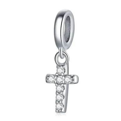 Breloques en argent sterling 925 avec cristaux 5A transparents en forme de cœur et de X pour bracelet et pendentif de collier