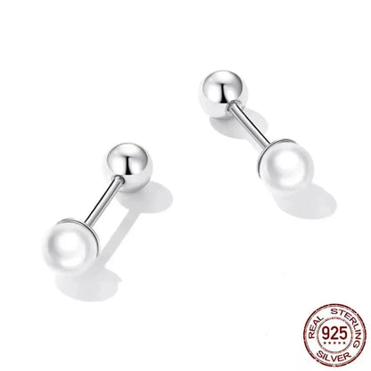 Charme et élégance : clous d'oreilles à vis en argent sterling 925 avec perles