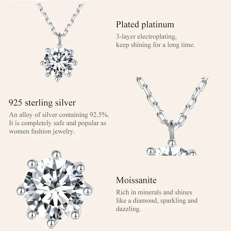 Collier pendentif éblouissant en argent sterling avec moissanite de 0,8 carat
