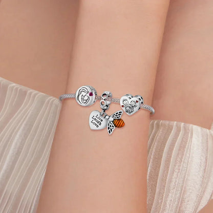 Breloque en argent sterling 925 amour maternel, pendentif pieds de bébé touchants pour bracelet