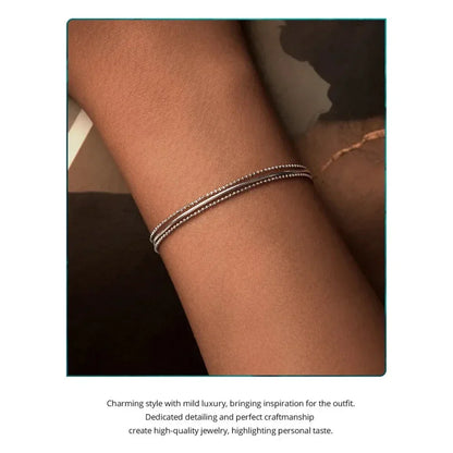 Bracelet triple couche en argent sterling – Plaqué or blanc