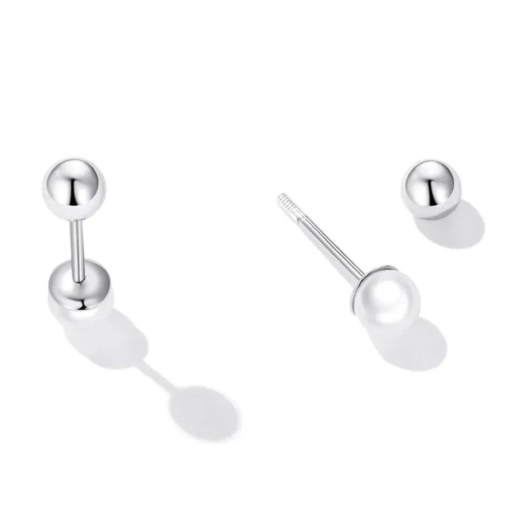 Charme et élégance : clous d'oreilles à vis en argent sterling 925 avec perles
