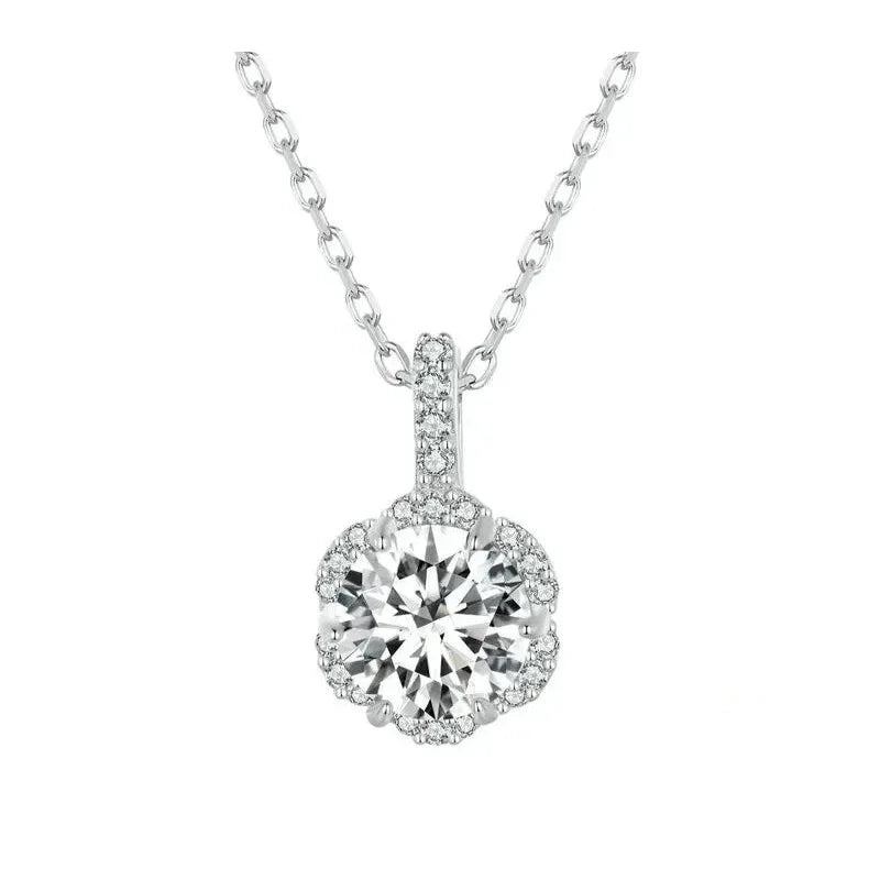 Petal Perfection 1ct Moissanite Sterling Silver Pendant Necklace