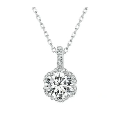 Petal Perfection 1ct Moissanite Sterling Silver Pendant Necklace