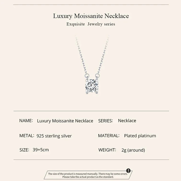 Collier Pendentif Moissanite 1 carat en Argent Sterling Éclatant