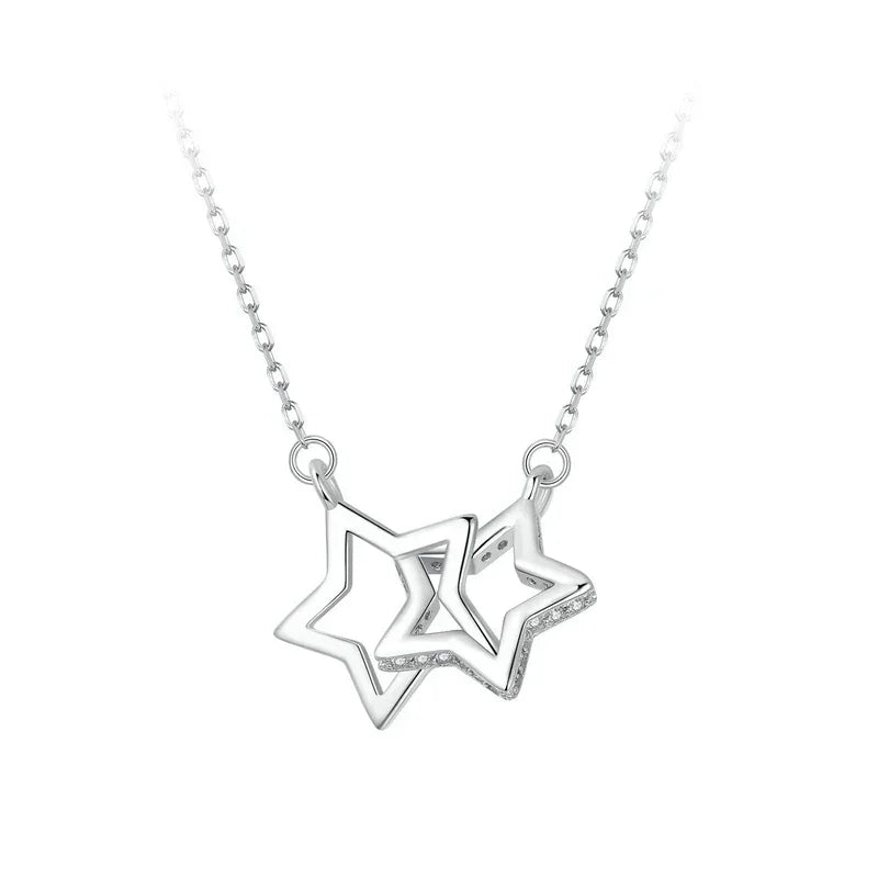 Cœurs connectés : Collier pendentif en argent sterling étoile/cœur/chat